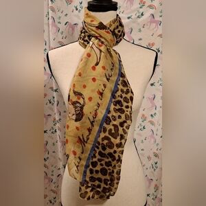 EUC Vintage Moschino By Roffe Leopard Casual Everyday Graphic WInter Scarf Wrap
